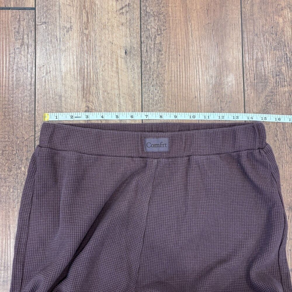 Comfrt Waffle Lounge Pants Womens Large Cocoa Brown Wide Leg Knit Pajamas $55 - Picture 9 of 12